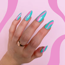 Load image into Gallery viewer, Mint &amp; Pink Swirl Press On Nails
