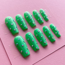 Load image into Gallery viewer, Green Diamanté Press On Nails

